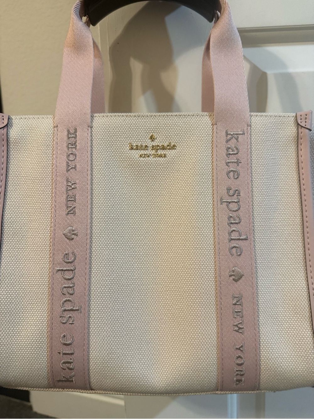 kate spade Canvas Tote with Blush Pink Straps - Picture 2 of 10